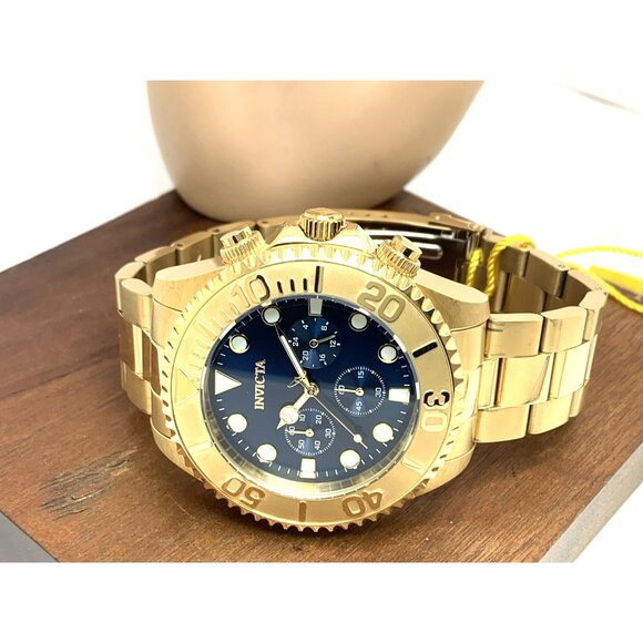 Invicta Men's Watch 36974 Pro Diver Quartz Chronograph Gold Steel Blue Dial 47mm - Picture 9 of 15